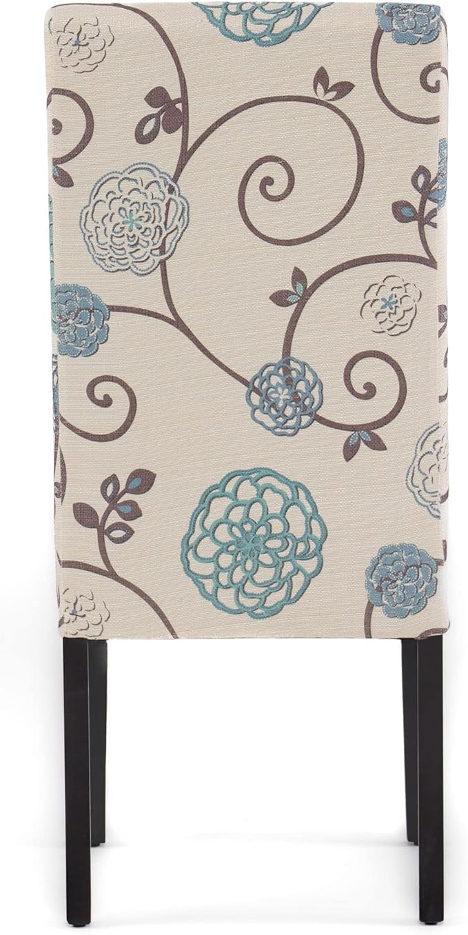 Christopher Knight Home Pertica Fabric Dining Chairs, 2-Pcs Set, Polyester White And Blue Floral