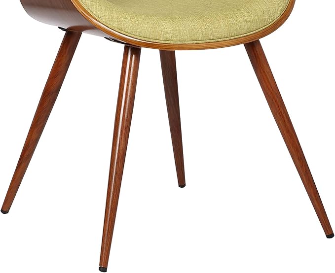Armen Living Butterfly Mid-Century Dining Chair in Walnut Finish and Green Fabric - Set of 2