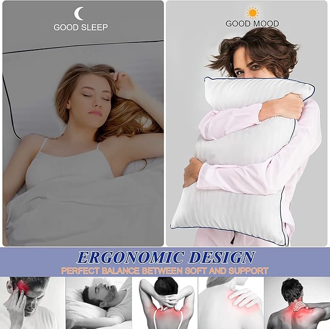 SEMZSOM Bed Pillows Standard Size Set of 4, Luxury Hotel Pillows with Soft Fluffy Down Alternative Filling Sleeping Pillows for Back, Stomach and Side Sleepers