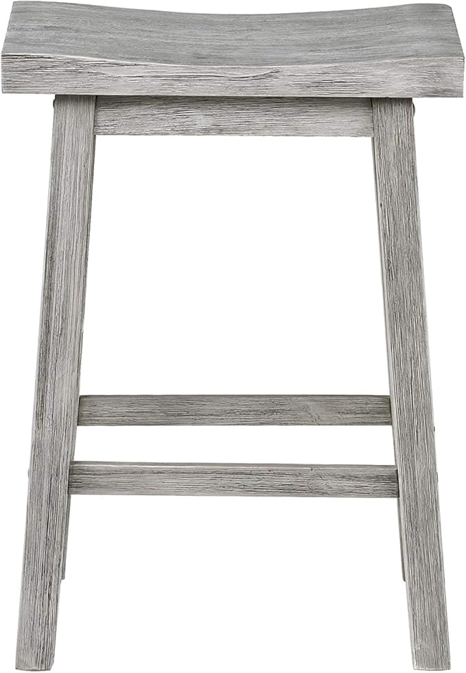Boraam Sonoma Backless Saddle Kitchen Counter Stool - Storm Gray Wire-Brush - Set of 2