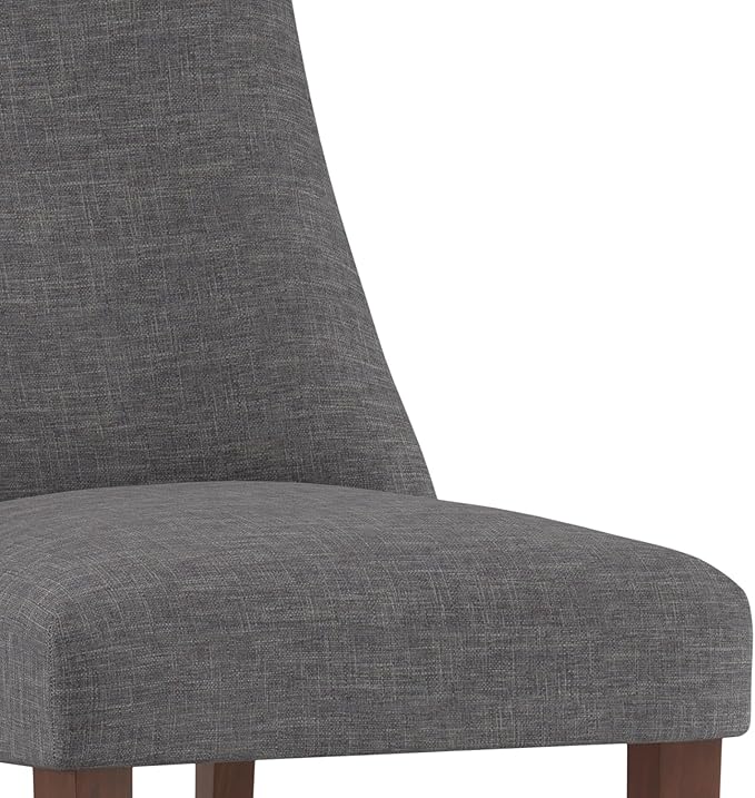 SIMPLIHOME Walden Dining Chairs - Upholstered Solid Hardwood Frame and Linen-Style Fabric Kitchen Chair Set in Slate Grey, Modern Dining Room Seating with Curved Back and Padded Seat (Set of 2)