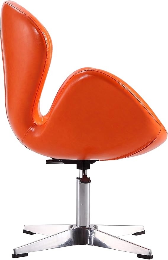 Manhattan Comfort Raspberry Adjustable Swivel Accent Chair Set of 2 with 360° Turn, Polished Chrome Base, Modern Retro Design, Ideal for Living Room and Home Office, Orange Wool Blend