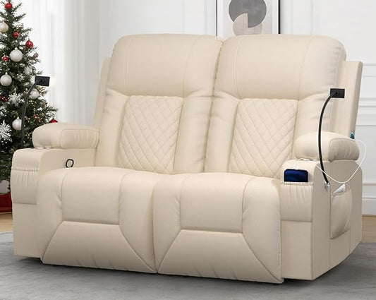 YONISEE Loveseat Recliner, Loveseat Recliner Sofa with Storage, Recliner Chair with USB Ports, 2 Cell Phone Holders, Cup Holder, Loveseat Couch for Living Room Home Theater Seating