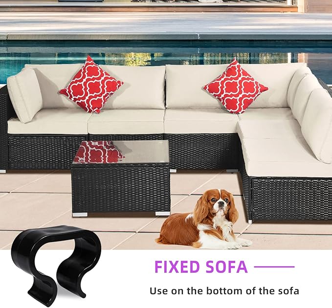 SUQ I OME Pack of 10 Outdoor Patio Garden Wicker Rattan Furniture Aligment Sofa Rattan Chair Fastners Clip Sectional Connector - Non Slip (2.13 inches,Medium)
