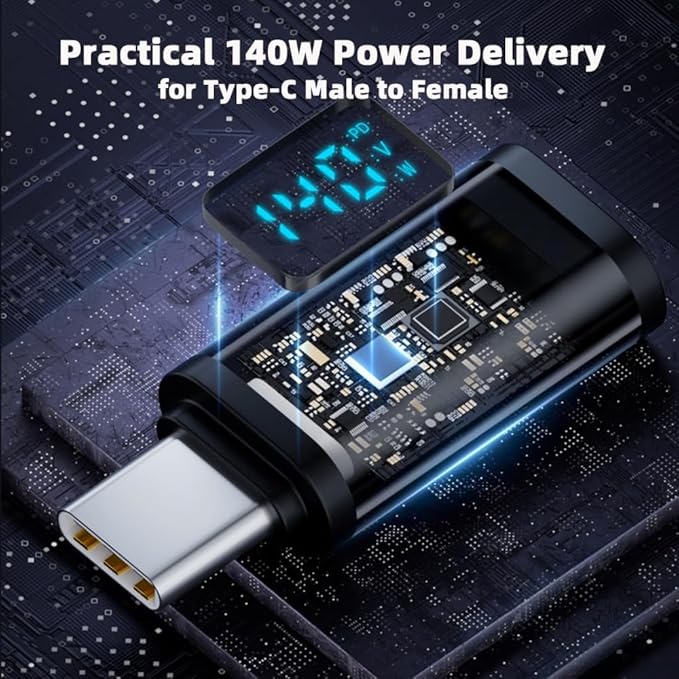 CY Adapter 3pcs/lot Type-C Smart LED Display USB-C Female to USB Type-A 8P Adapter Data Current Voltage Fast Charging Monitoring Display Tester Detector