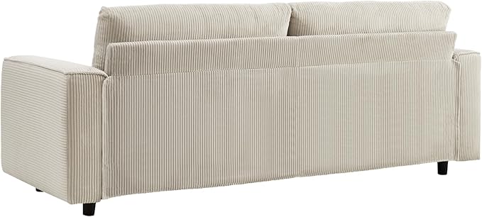 AC Pacific Derek 86" Modern Corduroy Couch for Living Room, Tufted Sofa with Plush Upholstery, High-Density Foam, Sleek Black Legs, Durable Wooden Frame, Sofa, Beige