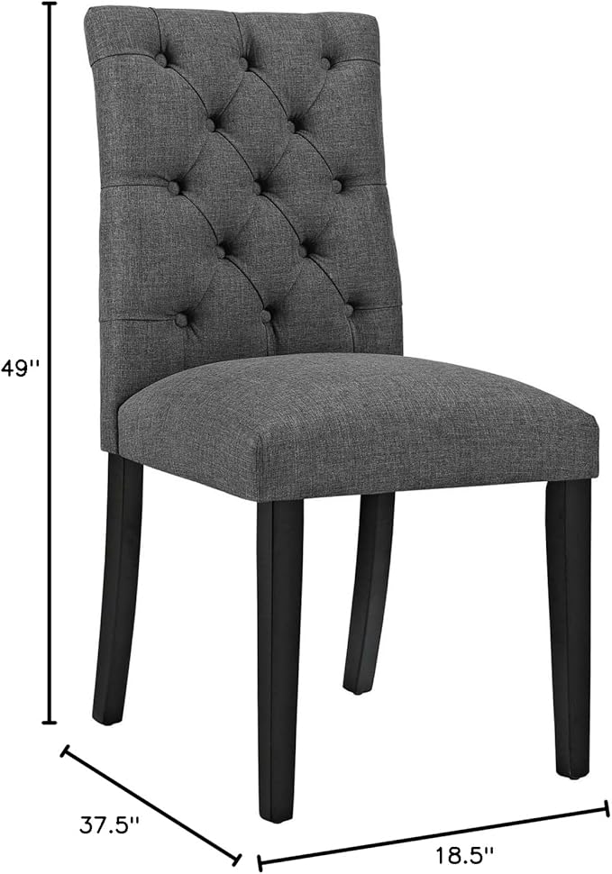 Modway Duchess Modern Tufted Button Upholstered Fabric Parsons Two Dining Chairs in Gray