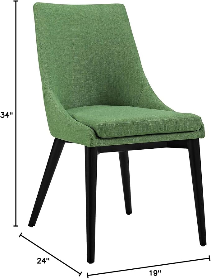 Modway Viscount Mid-Century Modern Upholstered Fabric Kitchen and Dining Room Chair in Kelly Green