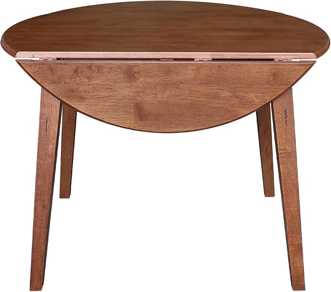 IC INTERNATIONAL CONCEPTS 42" Round Solid Wood Dual Drop Leaf Table in Distressed Oak