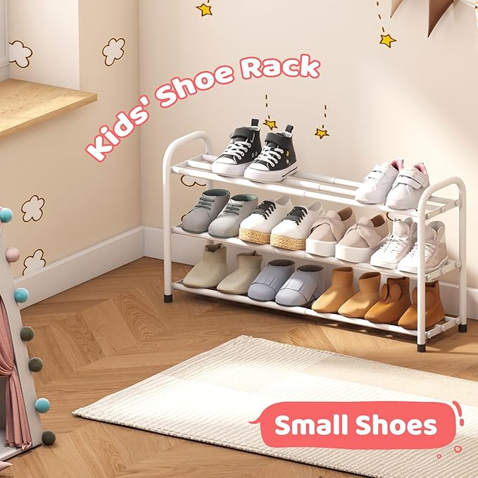 Shoe Rack for Closet, 3-Tier Expandable Closet Shoe Rack Metal Organizer, Heavy Duty Shoe Storage Shelf for Entryway, Doorway, Narrow Space