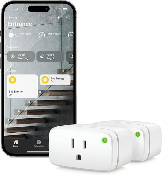 Eve Energy (2 Pack) Smart Plug and Eve Energy Strip - Apple HomeKit Enabled Smart Home Outlet Bundle