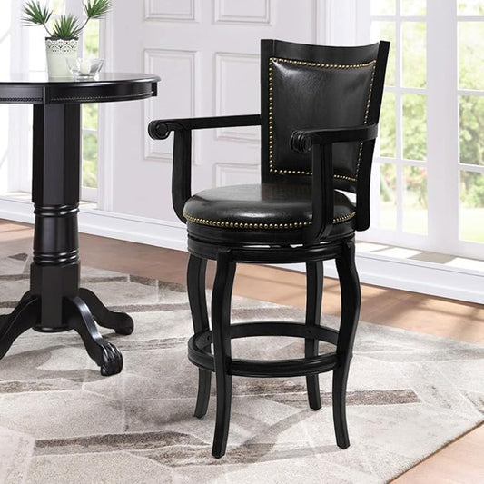 Jones Bar Height Swivel Stool - Black Finish