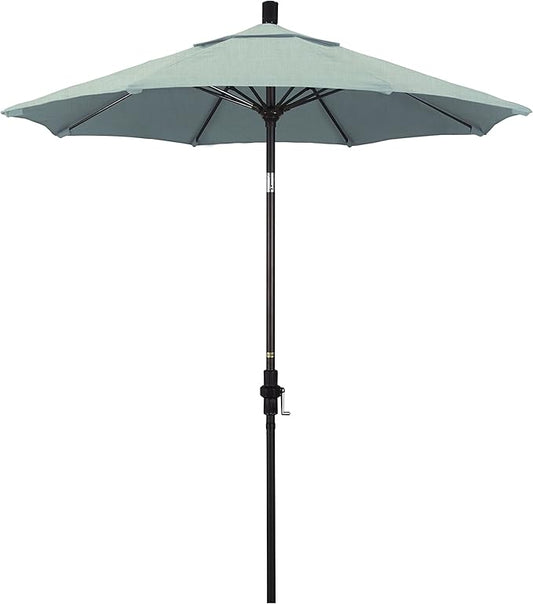 California Umbrella 7.5' Round Crank Lift, Collar Tilt, Aluminum Pole, Fiberglass Rib Patio Umbrella, Bronze Finish