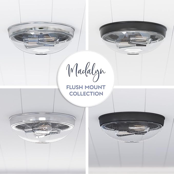 Prominence Home Madalyn 13" Bronze Flush Mount Clear Seeded Round Glass Ceiling Light - 51539-01 (Pack of 2)