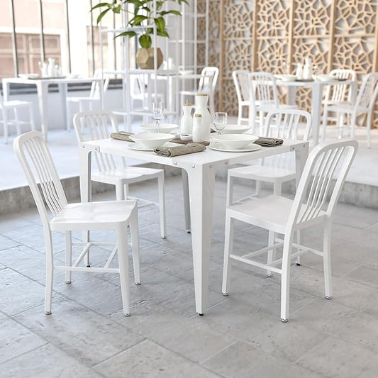 Flash Furniture Gael Commercial Grade 2 Pack White Metal Indoor-Outdoor Chair