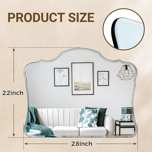 Muzilife 28 x 22 Frameless Cloud-Shape Wall Mount Mirror Bathroom Wall Decor Luxury Vanity Mirror for Bedroom Livingroom Dining Room Entryway Hallway
