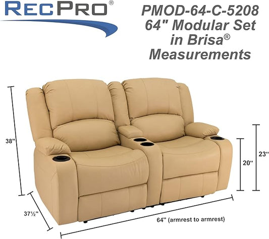 RecPro RV 64" Powered Recliner Loveseat | Wall Hugger Sofa | Ultrafabrics Brisa (Desert Clay)