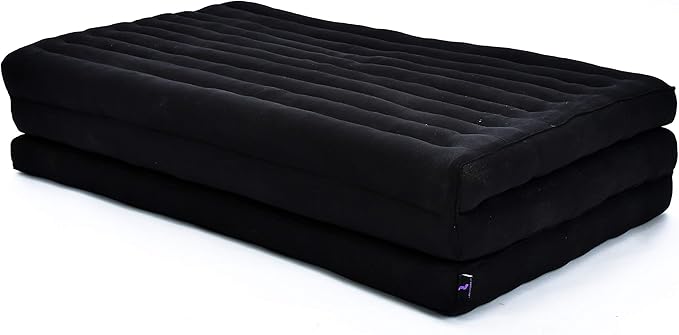 Leewadee Trifold Mattress XL – Comfortable Thai Massage Pad, Foldable Relaxation Floor Mattress Filled with Kapok, Perfect to Use as a Sleeping Mat 79 x 39 inches, Black