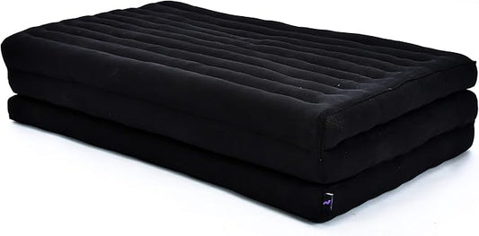 Leewadee Trifold Mattress XL – Comfortable Thai Massage Pad, Foldable Relaxation Floor Mattress Filled with Kapok, Perfect to Use as a Sleeping Mat 79 x 39 inches, Black