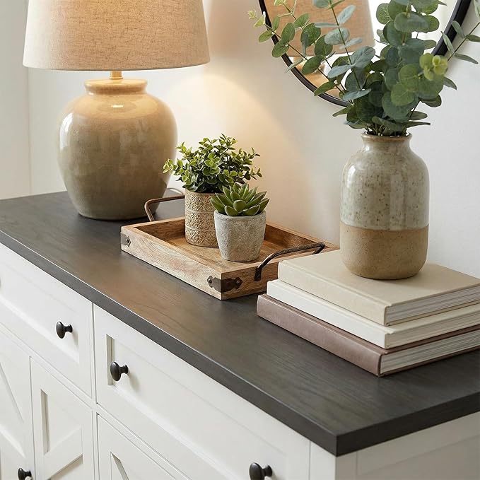 Modern Farmhouse Sideboard Buffet Cabinet 55", Coffee Bar with Adjustable Shelves, Storage Pantry Cabinet for Kitchen, Living Room, Entryway