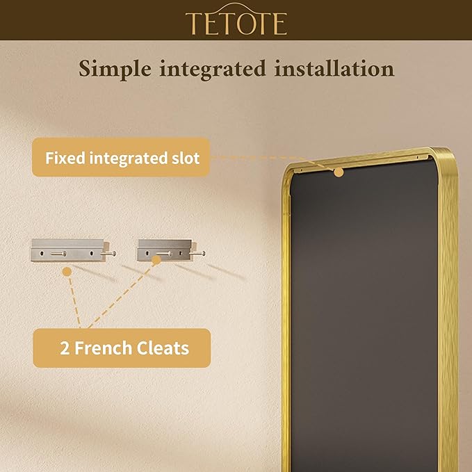 TETOTE Brushed Gold Bathroom Mirror 24 x 32 Gold Metal Framed Bathroom Mirror, Tempered Glass, Modern Farmhouse Wall Mounted Mirror for Decorative(Horizontal/Vertical)