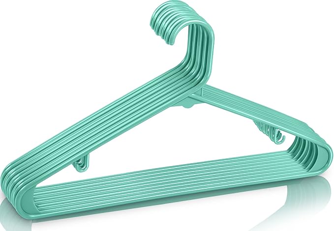 Utopia Home Plastic Hangers 30 Pack - Clothes Hanger with Hooks - Durable & Space Saving (Aqua)