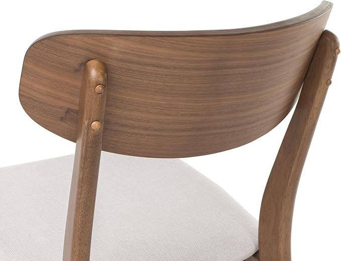 Christopher Knight Home Lucious Fabric / Walnut Finish Dining Chairs, 2-Pcs Set, Light Beige