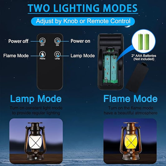 Solar Lantern Outdoor, Hanging Solar Lights Flickering Flame LED Vintage Lantern, Waterproof Camping Lamps, Auto On/Off Landscape Decor for Patio Garden Yard Pathway Porch, Rechargeable Lanterns 2Pack