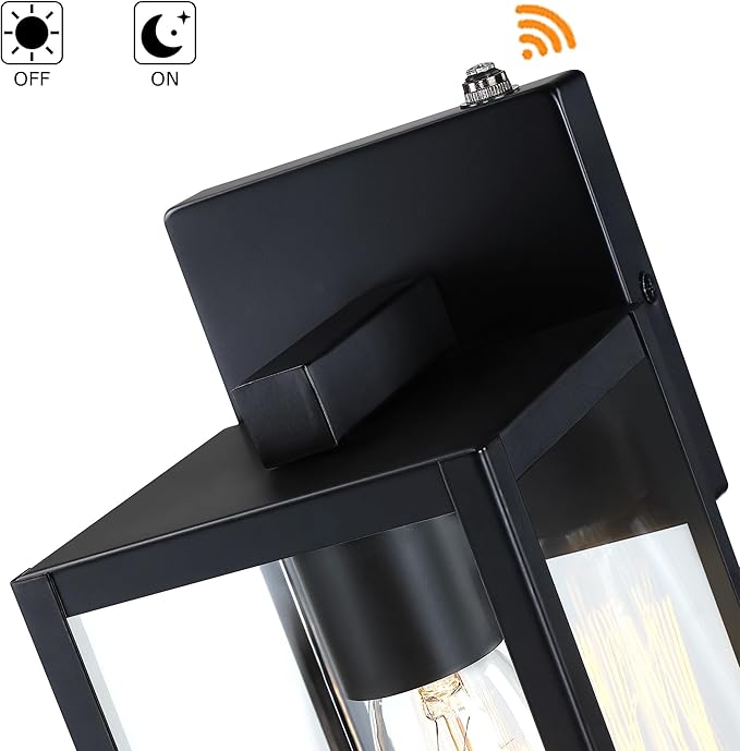 9 Inch Outdoor Wall Light Dusk to Dawn,2 Pack Outdoor Lanterns for Porch,Small Outdoor Sconce Lights with Sensor,Photocell Wall Lantern for Porch Patio Garage Outdoor Lighting