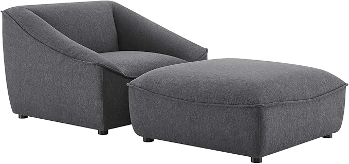 Modway Comprise Fabric Upholstered Sectional, 2-Piece Set, Charcoal