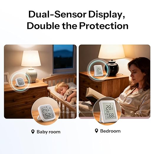 SONOFF AirGuard TH, Indoor Smart Zigbee Temperature and Humidity Sensor, 3.6'' LCD Display, App Monitoring with Charts, Notification Alerts, Data Export, Remote Data Display