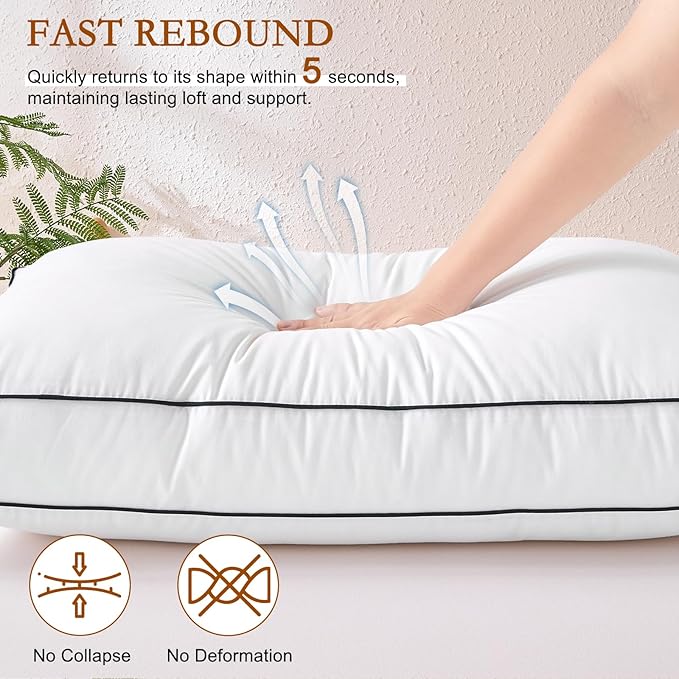 YOUR MOON Soft Natural Wool Pillow King Size, Fluffy Thick Down Alternative Pillows for Side Sleeper, Support Gusseted Bed Pillow for Sleeping, 100% Cotton Cover (White)