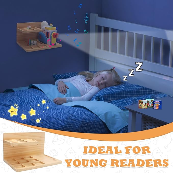 Wall Shelf Compatible with Little Tikes for Story Dream Machine Books Starter Set, for Little Tikes for Storytime Audio Play Real for Littles Character Storage Floating Shelves (Natural)