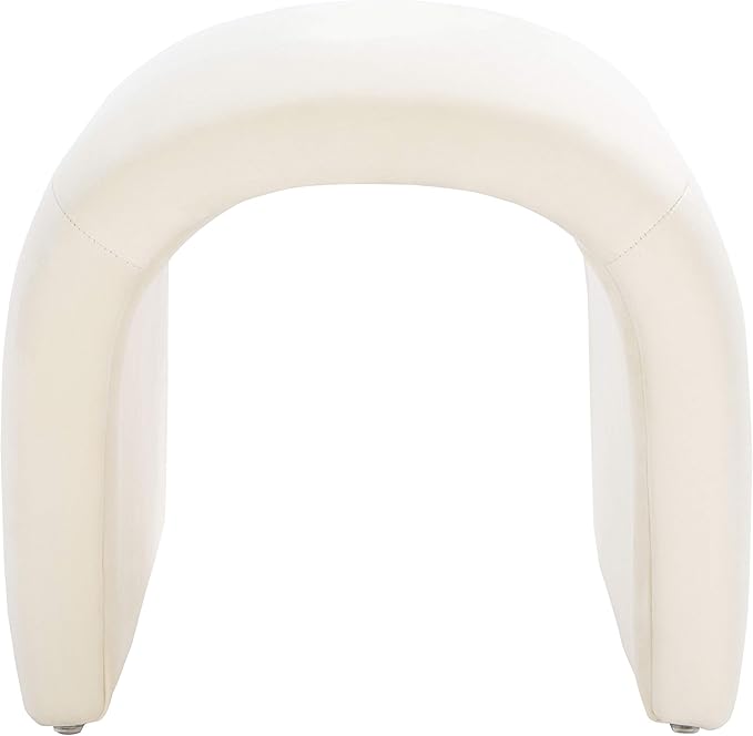 Safavieh Home Collection Kibo Modern Waterfall Cream Velvet Ottoman (Fully Assembled)