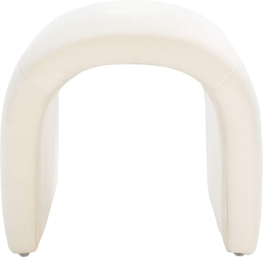Safavieh Home Collection Kibo Modern Waterfall Cream Velvet Ottoman (Fully Assembled)