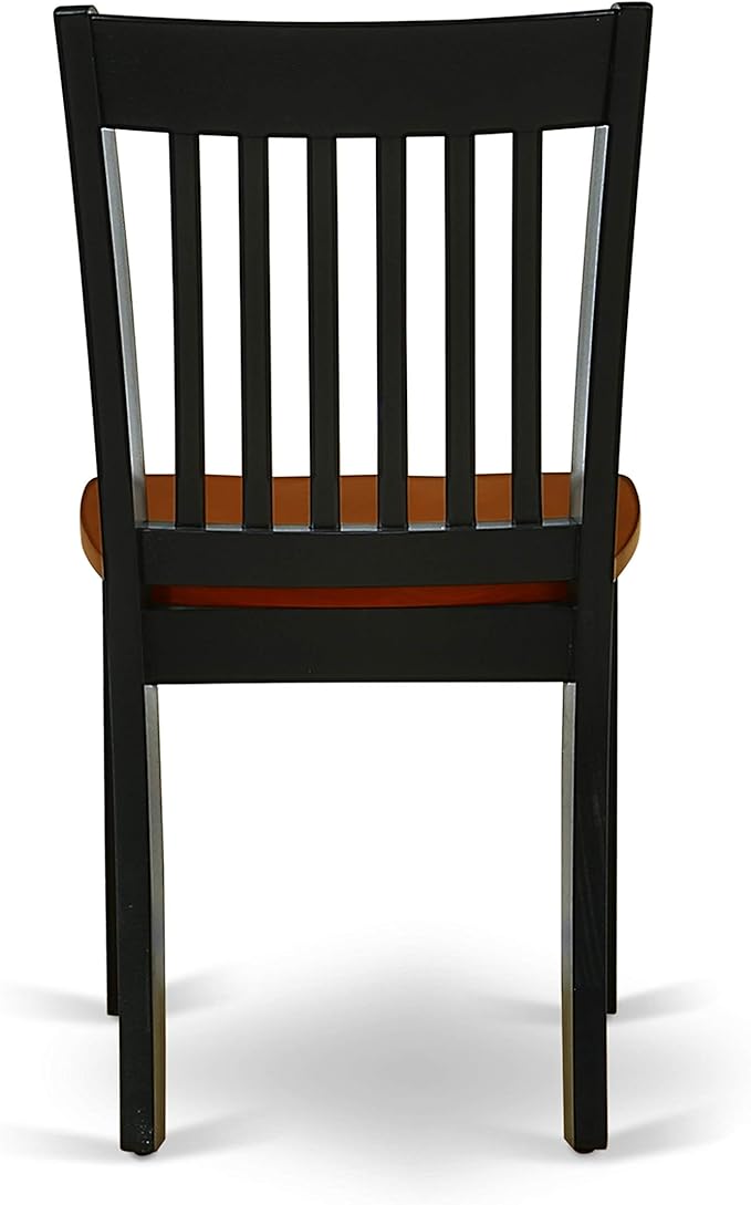 East West Furniture ANNO5-BCH-W 5 Piece Dining Set Includes a Round Dining Room Table with Pedestal and 4 Wood Seat Chairs, 36x36 Inch, Black & Cherry