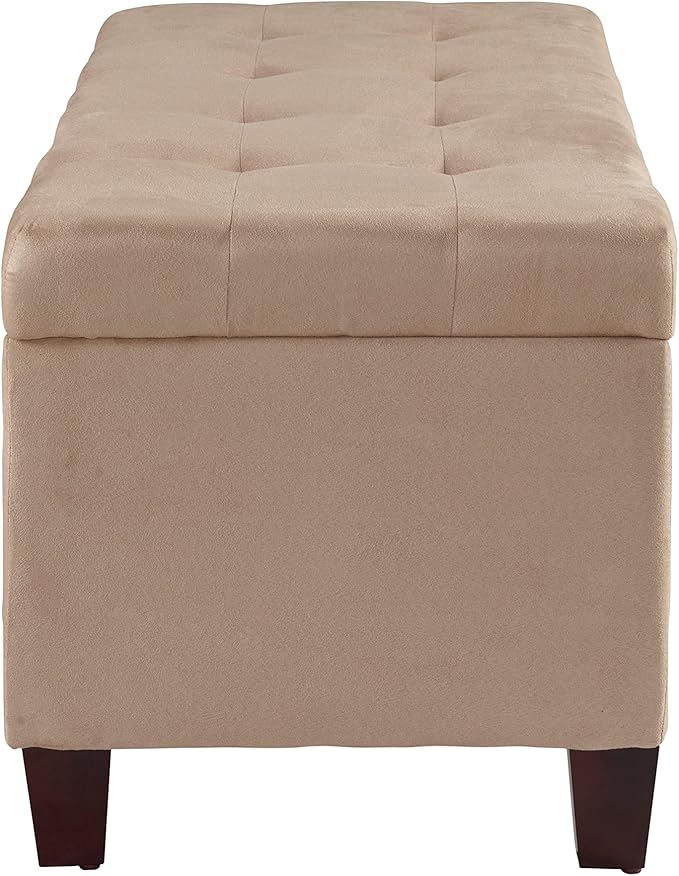 Linon Carmen Shoe Storage Ottoman, 20" x 48" x 20", Beige