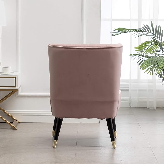 Elon Contemporary Velvet Upholstered Accent Chair, Pink