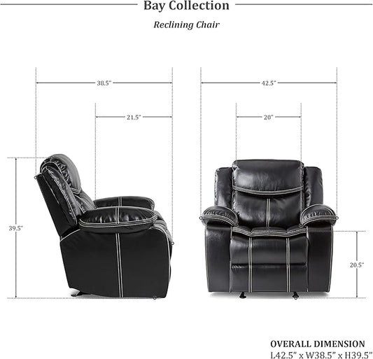 Lexicon Bay Manual Glider Reclining Chair, Black