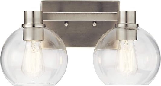 Kichler The Harmony 15.5 inch 2 Light vanity light with clear glass Brushed Nickel