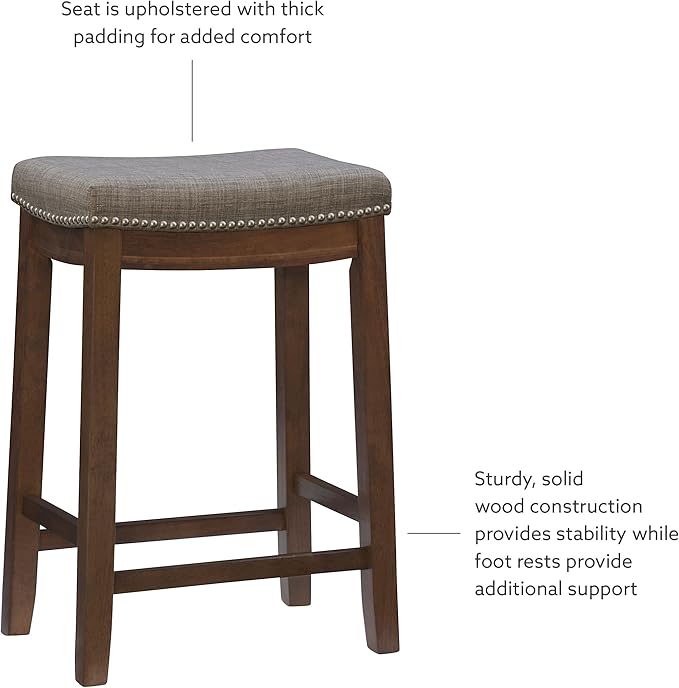 Linon Home Décor Kingston Rustic Backless Counter Stool,