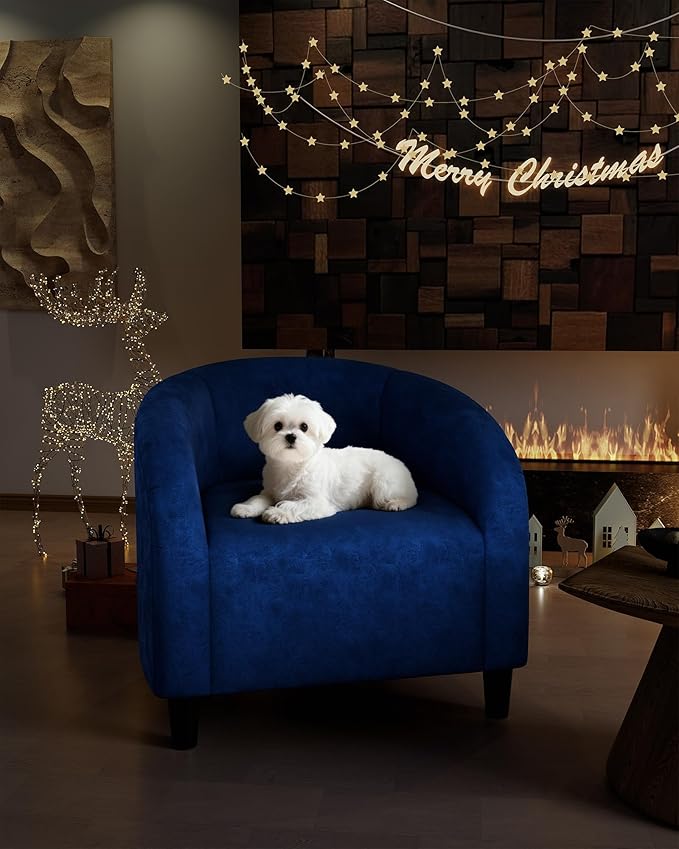 GarveeHome Accent Barrel Chair Armchair for Living Room Club Chair with Soft Padded Seat & Sturdy Legs for Bedroom Waiting Room Reception Chairs(Navy Blue)