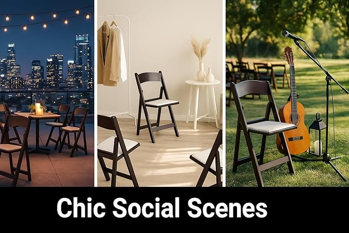 BTEXPERT Resin Folding Chair Vinyl Padded Seat Indoor Outdoor Lightweight Set for Home Event Party Picnic Kitchen Dining Church School Weddings Set of 2 Brown