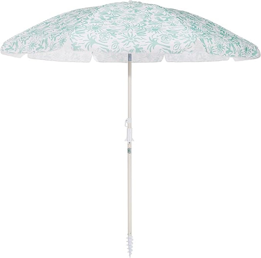 Business & Pleasure Co. Margaritaville Manana Umbrella - 6.5' Beach Umbrella Sand Anchor, 7' Tall Telescopic Aluminum Pole, UPF 50+