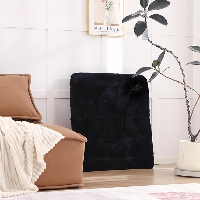 Comfy Folded Chair with Ottoman, Oversized Folding Faux Fur Chair Soft Furry Lazy Chair with Metal Frame Moon Chair Accent Chair for Bedroom, Living Room, Dorm Rooms