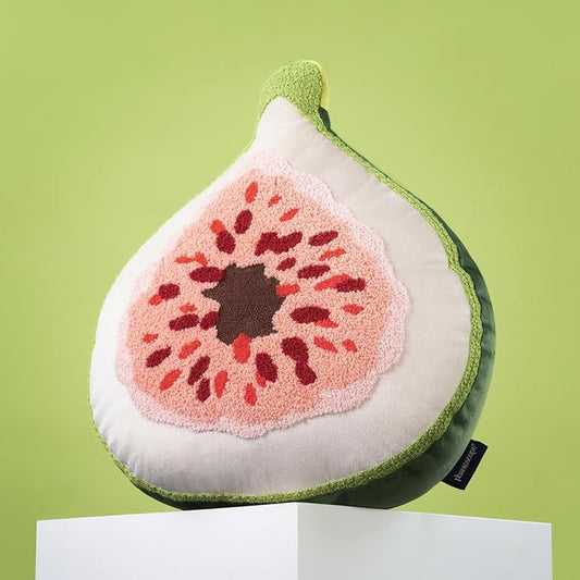 Phantoscope Fruit Shaped Pillow Series - Fig Shaped Throw Pillow, Fun Home Decor of Fruit Themed Cushions, Fall Decorative Pillow for Couch, Bed and Chair, Pink and Green, 15 x13 inches