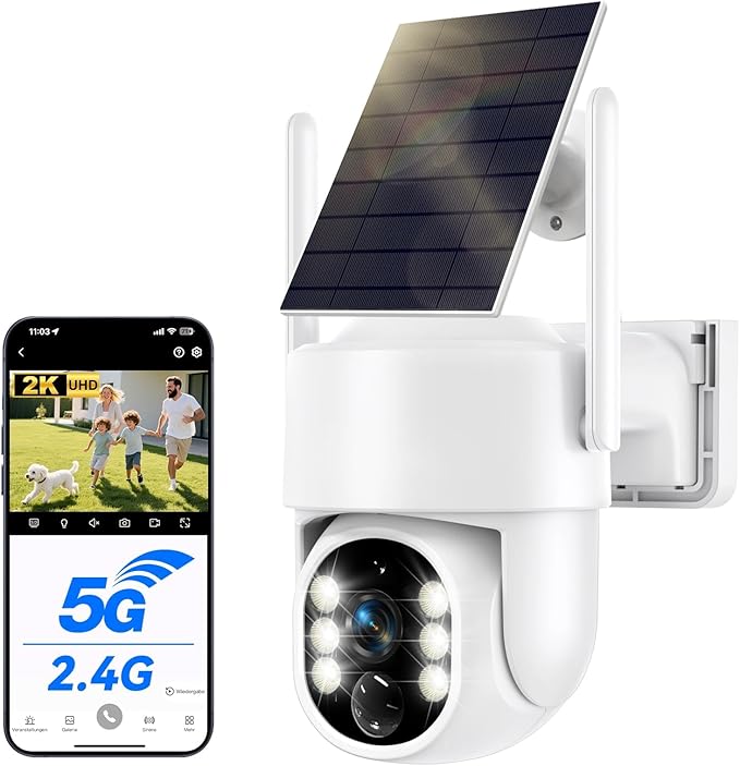 Solar Security Cameras Wireless Outdoor, 2K 360° View Solar Powered WiFi 4MP Security Camera for Home Security with Color Night Vision, PIR Detection, 2-Way Audio, Motion Alert, Easier to use