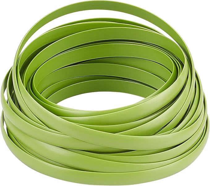 GORGECRAFT 8mm x 10m Rattan Weaving Wicker Repair Material Synthetic Rattan Plastic Flat Polyethylene Woven Knit Vinyl for Repair DIY Home Furniture Chair Table Storage Basket Weaving Crafts(Green