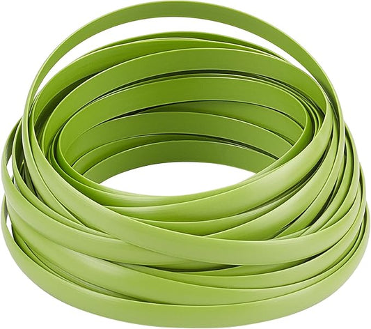 GORGECRAFT 8mm x 10m Rattan Weaving Wicker Repair Material Synthetic Rattan Plastic Flat Polyethylene Woven Knit Vinyl for Repair DIY Home Furniture Chair Table Storage Basket Weaving Crafts(Green