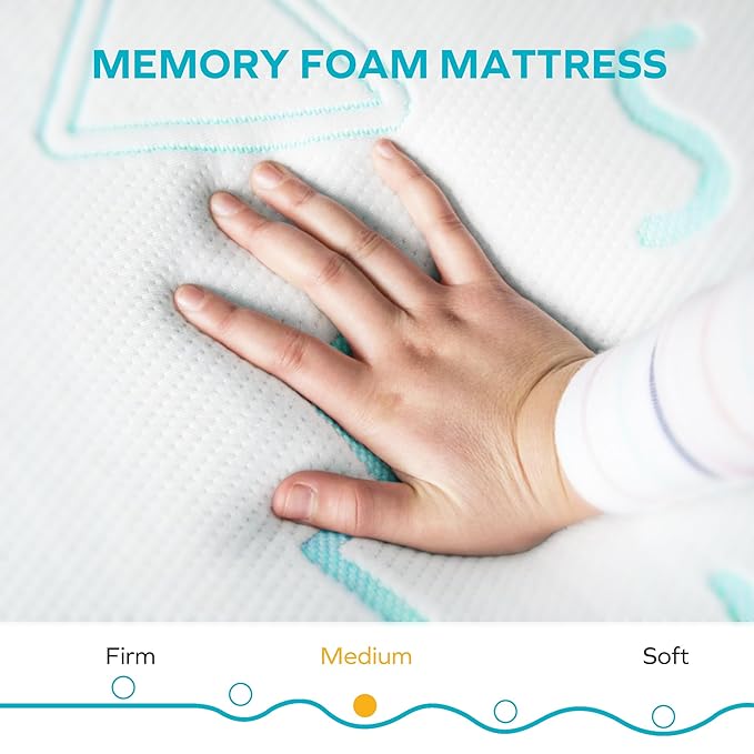 MLILY JAMA 6 Inch Kids Full Size Mattress, Memory Foam Medium Firm, Made in The USA of US Foam and Global Materials,CertiPUR-US Certified, 75x54x6,Blue